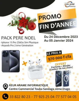 iPhone 15 PRO - 256 Go -  Sim Physique + Airpod PRO 2eme Gen