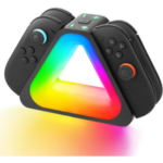 Dock de Charge pour Switch 2,4-en-1 Nintndos Switch 2 Station de Charge avec 7 Couleurs lumières RVB,Charge Rapide USB-C PD avec câble,Charges 4 contrôleurs Joy-Cons,Design de Voyage Portable